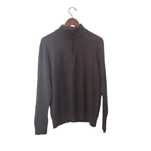 Banana Republic Cotton Wool Blend Sweater Quarter Zip Brown Mens Medium‎ - Picture 1 of 4